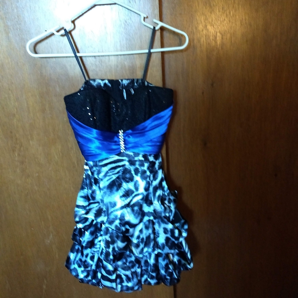 Strapless animal print Homecoming dress